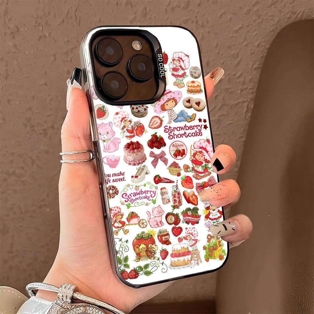 Strawberry Sh-SHortcakeS phone case for iPhone 17 17Air 16 15 14 13 12 11 Pro Max Plus Colorful Silver