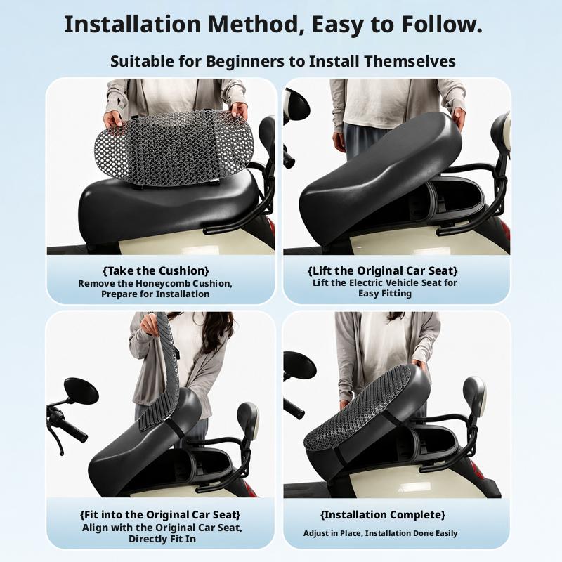 SEAMETAL Universal Motorcycle Summer Seat Pad Breathable PE Net Cover Sunproof Waterproof Cool Air Mat For Scooter E-Bike