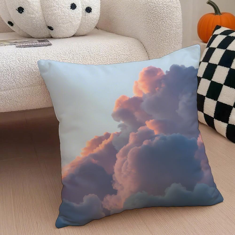 Ffufu Fluffy Clouds Cushion Cover Throw Pillow Cover Hidden Button Durable Polyester Chair Cushion