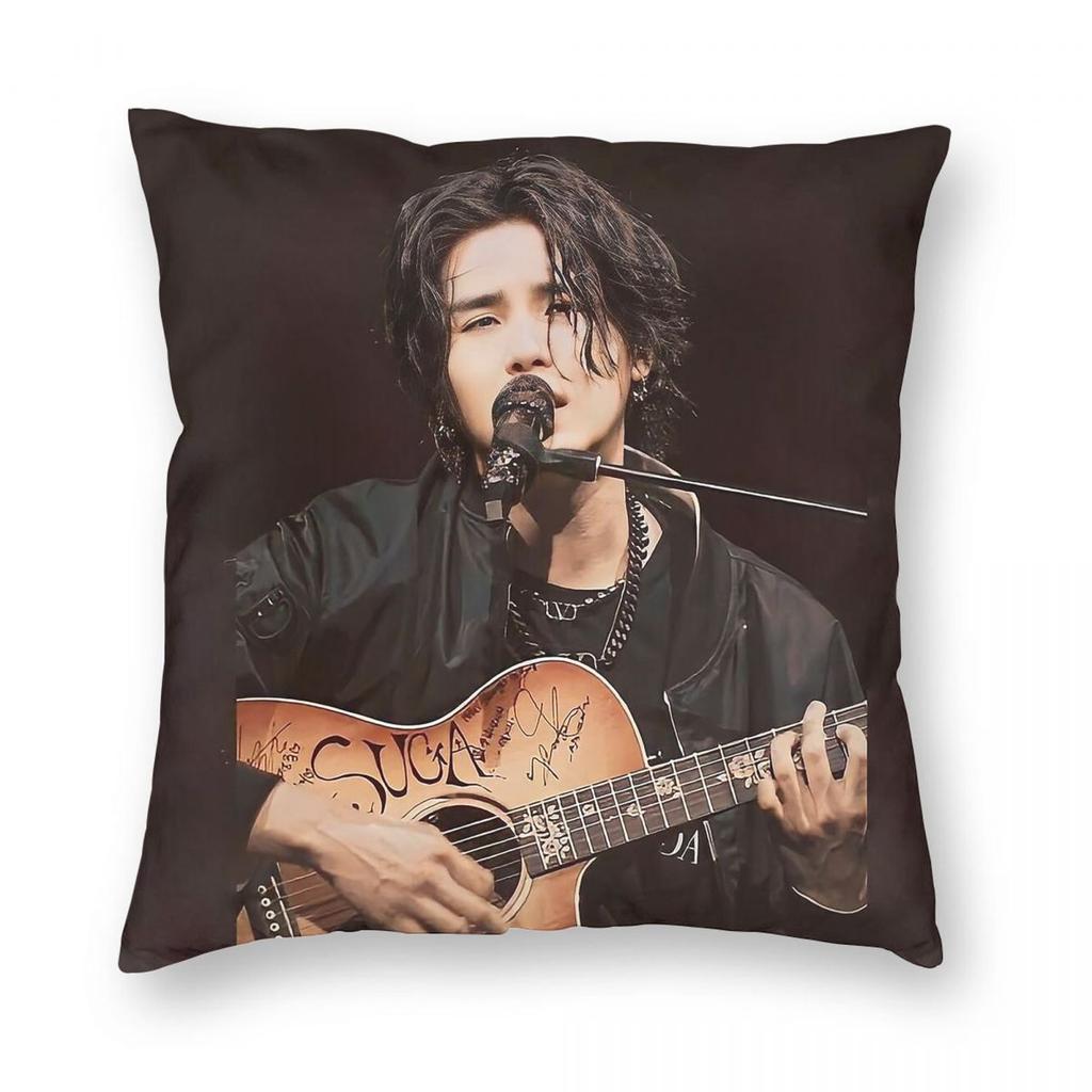 Min Yoongi Concert Square Pillowcase Polyester Linen Velvet Pattern Zip Decor Throw Pillow Case Bed Cushion Cover