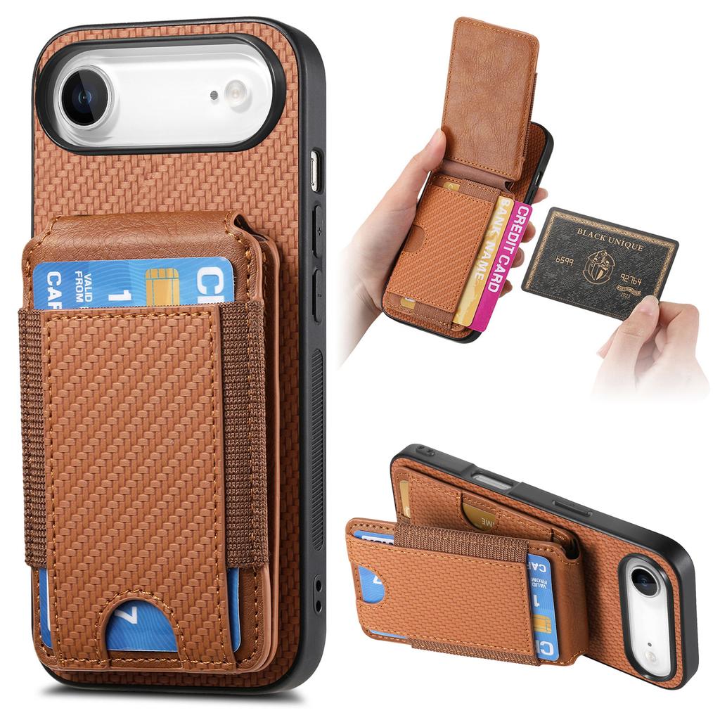 For iPhone Air Case with Card Holder Kickstand Leather Back Cover