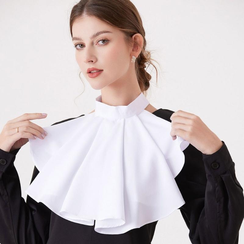 Elegant Pleated Collar Detachable Layered Neck Accessory For Women Men Kids Comfortable Polyester Fashion