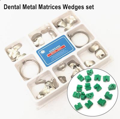100Pcs Dental Matrix Sectional Contoured Matrices Silicone Add-On Wedges Metal Rings Set for Teeth Replacement Dentsit Tools