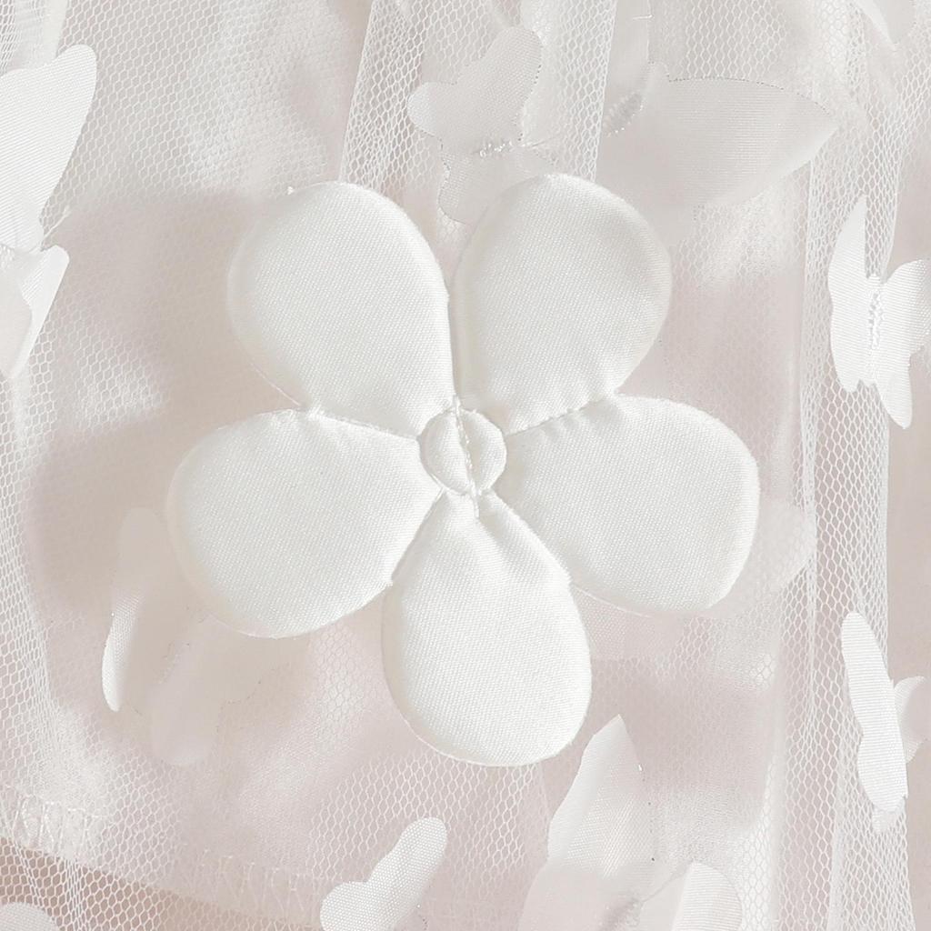 Knitted Butterfly Mesh Patchwork Dress with Ruffle Lace & Long Sleeves