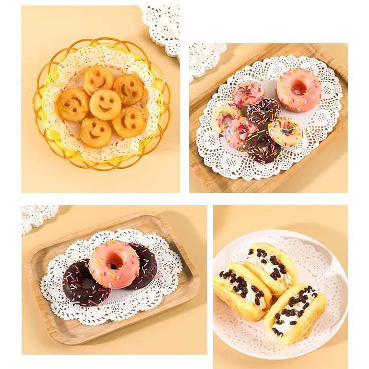 Round Lace Paper Doilies (200 Sheets) - Oil-Absorbent Openwork Paper for Frying, Baking, Pastries, and Cakes.