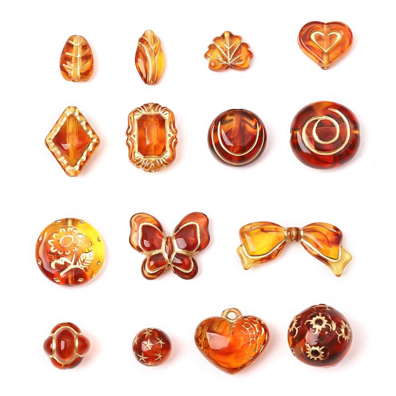 20g Perline Acriliche Sfuse, Trasparente Stile Vintage Smerigliato Oro in Rilievo, Adatte Per Braccialetti, Collane, Ciondoli e Accessori per Gioielli Fai da Te