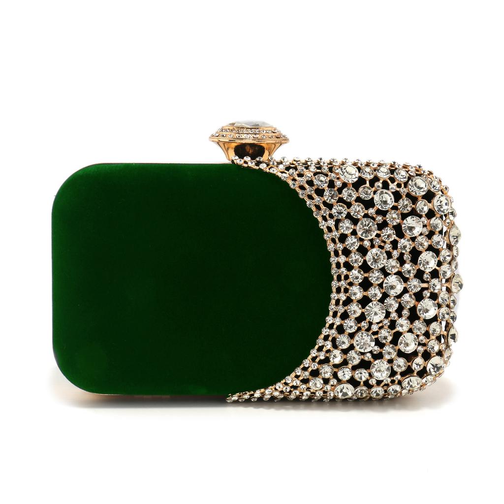 Hollow Design Women Evening Bags Velvet Glitter Fashion Ladies Wedding Party Clutch Bags Shoulder Chain Diamonds Handbags