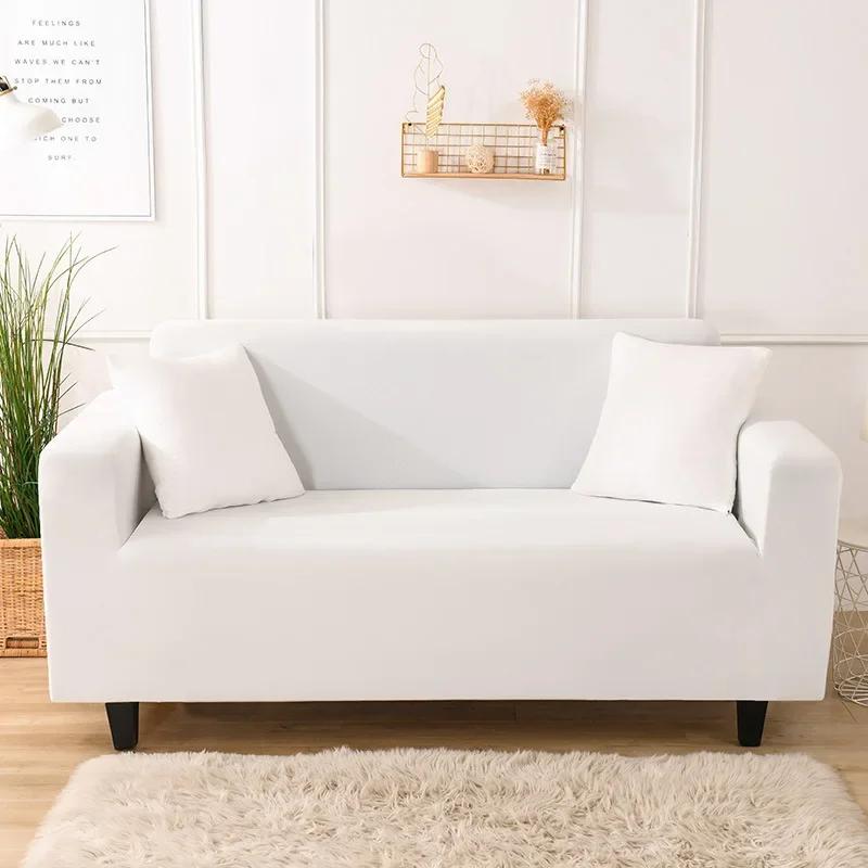 

1 шт. однотонный чехол для дивана в скандинавском стиле, простой чехол для дивана, эластичный спандекс, чистый цвет, шелковый чехол для раздвижного дивана /кушетка 1-seat 90x140cm белый