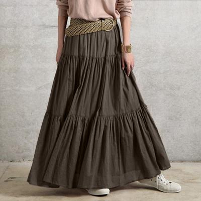 Women's Skirt Ruffled Half-body Skirt Plus Size Casual Plain Long Skirt Vintage Skirt