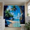 Open One Pc1 Tropical Beach Landscape Bathroom Curtain Digital Print Polyester Shower Curtain No Punching Super Wide Ring-Shaped