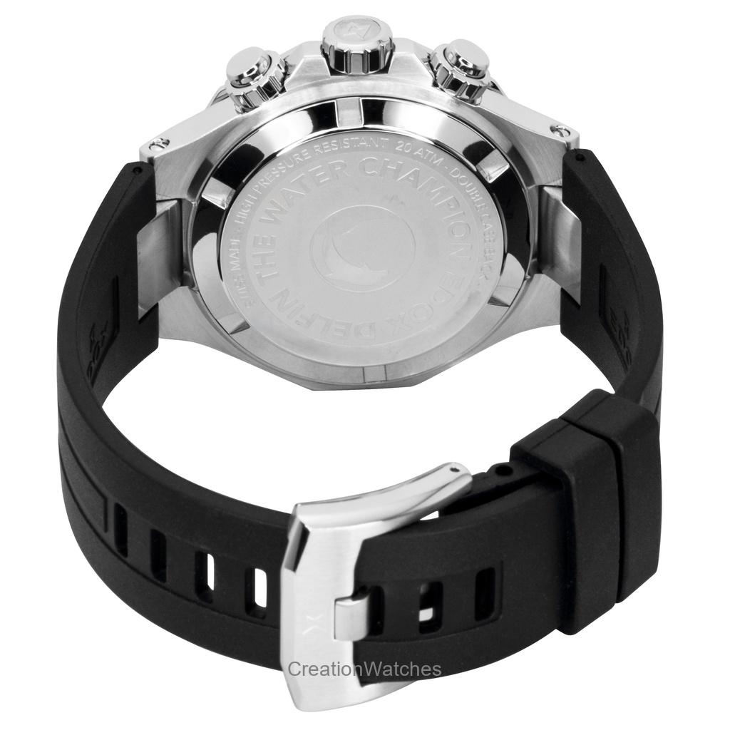 Edox Delfin The Original Chronograph Rubber Strap Black Dial Quartz Diver's 10112-3NCA-NIN 200M Men's Watch