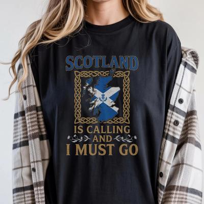 Scotland Is Calling And I Must Go T-Shirt, Scottish Map Flag Tee, Celtic Knot
