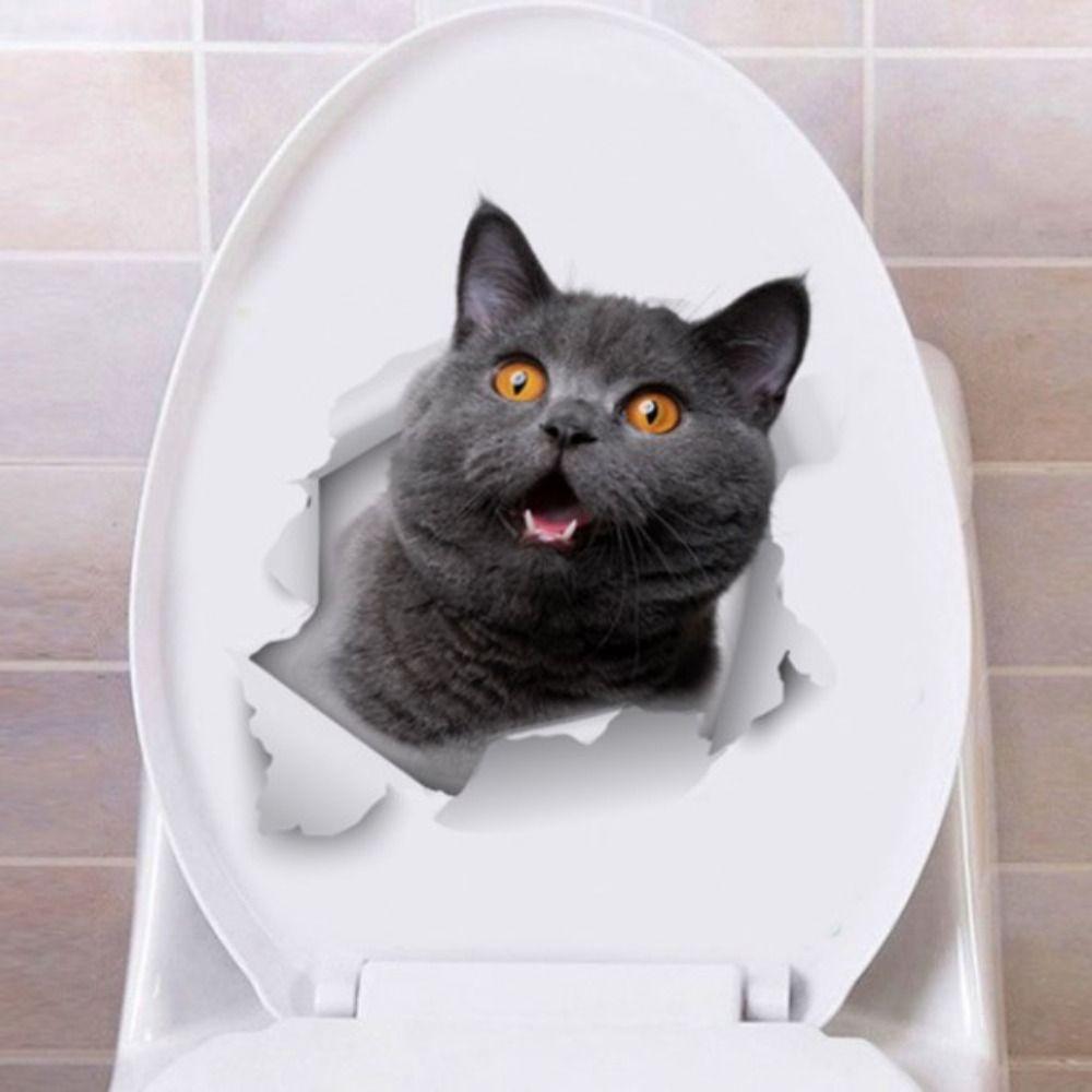 DIY Cat Wall Decal Cute Toilet Seat Decal Funny Cat Toilet Sticker  Toilet Seat
