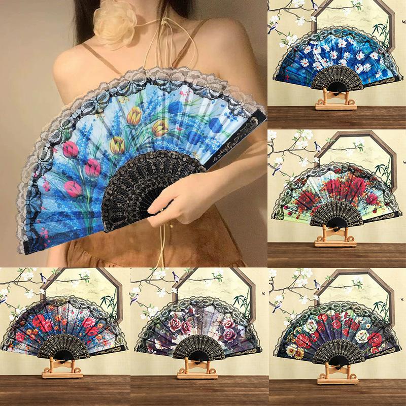 1Pc Plastic Folding Flower Crafts Floral Hand Dancing Spanish Style Wedding Party Decoration Lace Fan