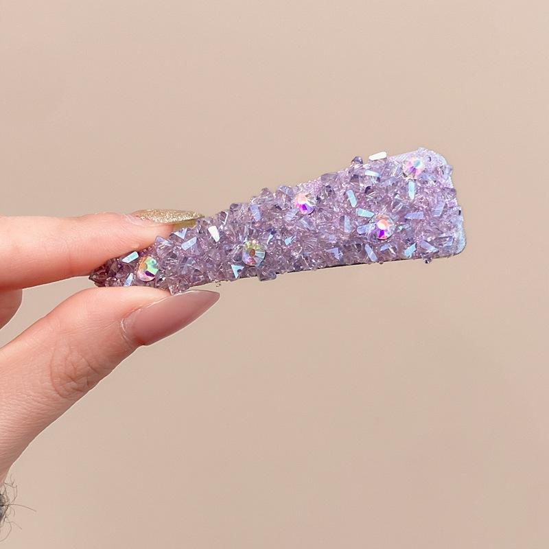 Stylish And Simple Full Diamond Geometric Hairpin, High-End Temperament Side Clip Bb Clip, Versatile Bangs Clip, Hairpin, Hair Accessories