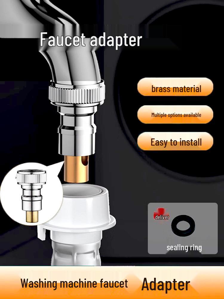 All-Copper Universal Washing Machine Faucet Adapter with Inlet Hose and 46-Point Stop Valve