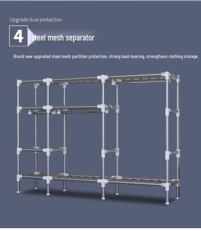 Sturdy All-Steel Cloth Wardrobe: Durable Bedroom Storage Cabinet for Easy Assembly