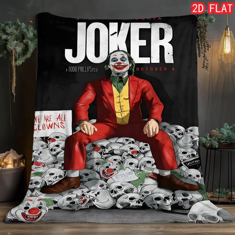 Joker Movie Character Flannel Blanket Soft Warm Cozy Throw for Bedroom Sofa Living Room Lightweight Home Decor for Teens Adults