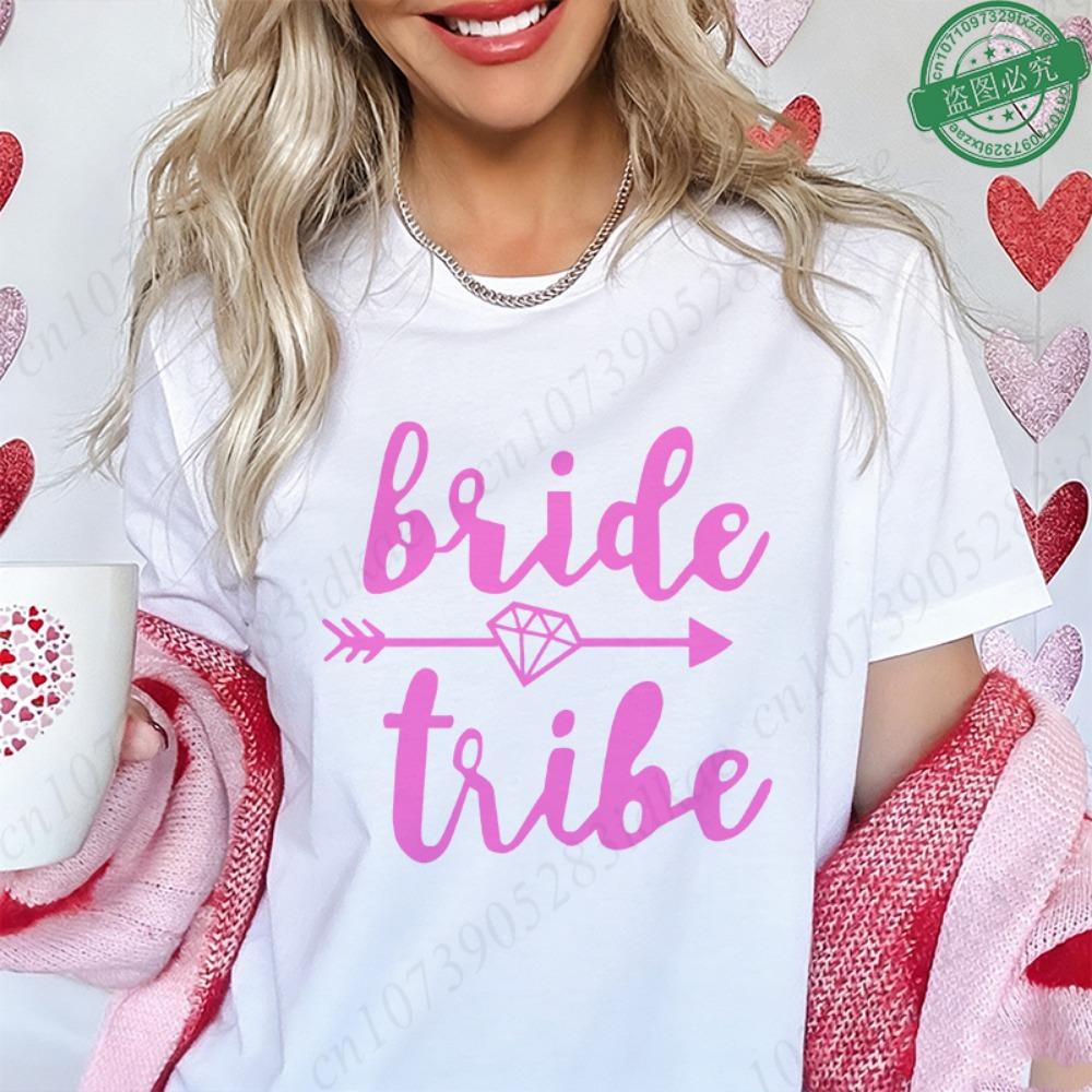 

Bride Tribe Matching T-Shirts, Diamond Arrow Graphic Tees, Bachelorette Hen Party Casual Short Sleeve O Neck Tops for Bridesmaid M