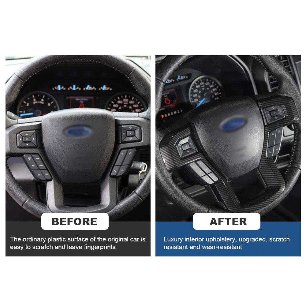 Carbon Fiber Car Steering Wheel Cover Trim Stickers For Ford Raptor F150 F-150 F 150 2015-2019 Interior Decoration Accessories