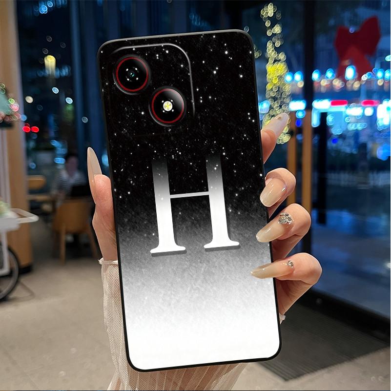 Beautiful Bright Color Couple Phone Case For ZTE Blade A35E Anti-scratch Soft Lucky Initial A-Z Letter Pattern Shell
