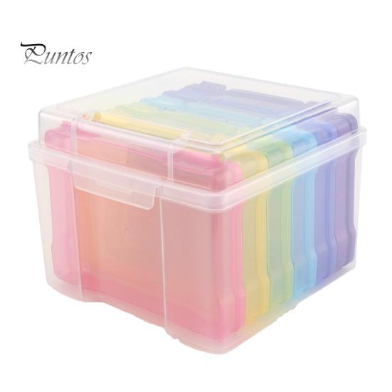 

Ящик для хранения фотографий, набор-органайзер, дизайн с пряжкой, безопасное закрытие, мини-размер, портативный прозрачный чехол для хранения разноцветный