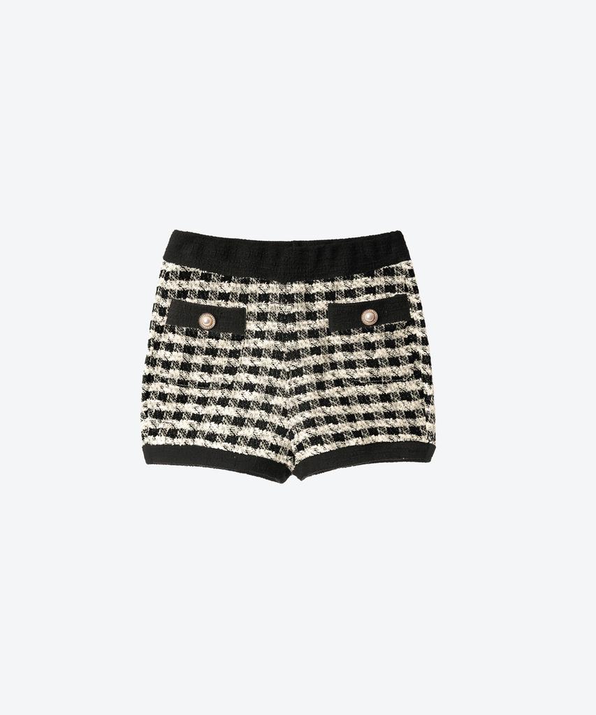 UNTAGE Gingham Boucle Knit Shorts (Black)_Utw-Sc16