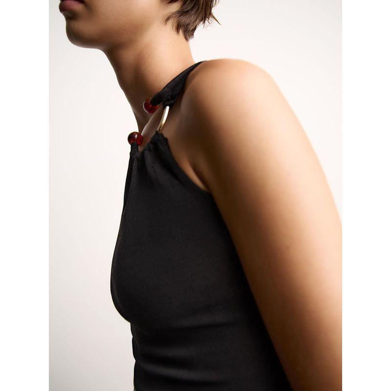 Za2025 Summer New Women Clothes Slim Fit Inlaid Knitted Asymmetric Design Sense Top 2142160 800