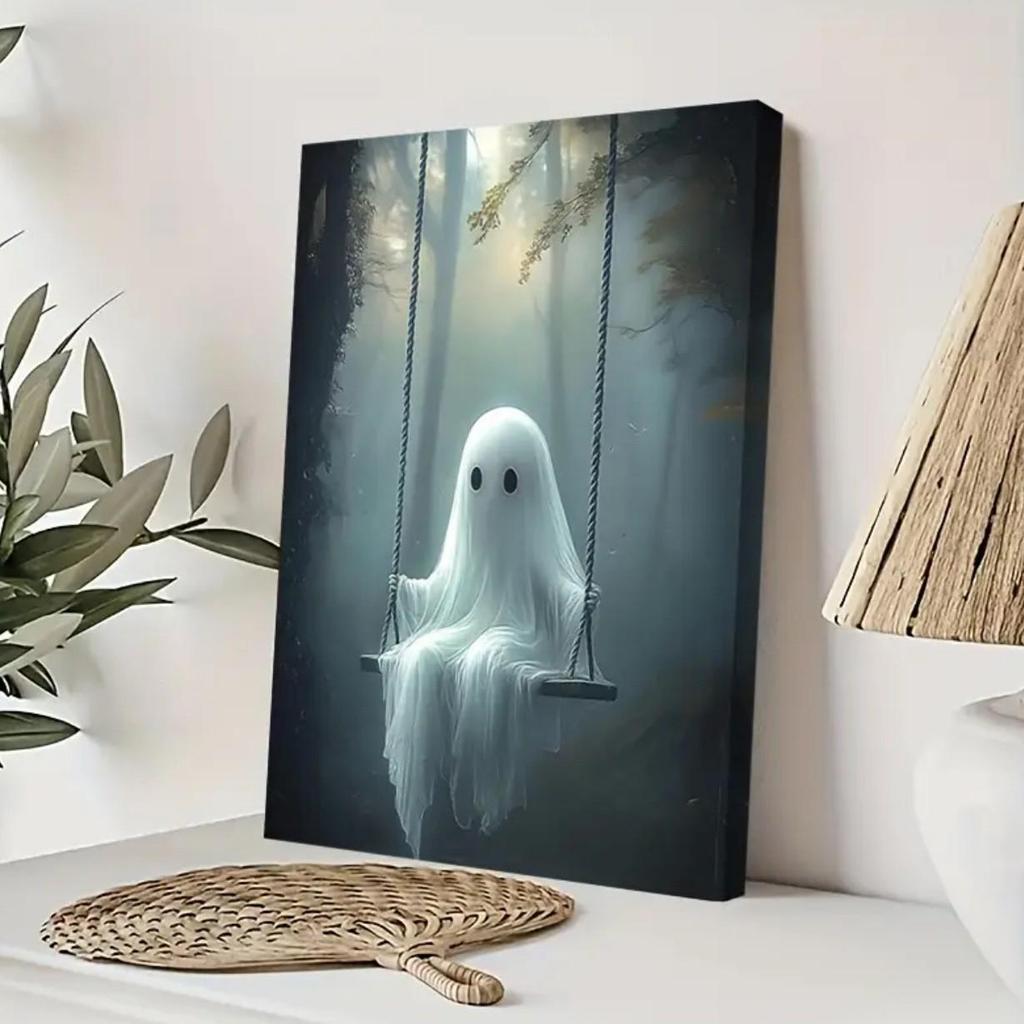 Retro Halloween Ghost Poster Art - Home Decor