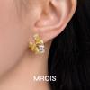 18K Gold Geometric Zircon Bow Stud Earrings