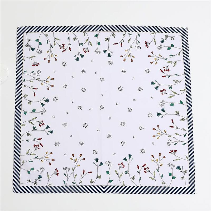 3Pcs Handkerchief Reusable Sweat Bandana Absorbs Water Women Hankies Thin Printing Flower Pure Cotton