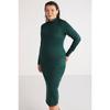 Katjabb Woman Slim Fit Fit Body Wrapping Upright Collar Midi Length Green Big Size Dress