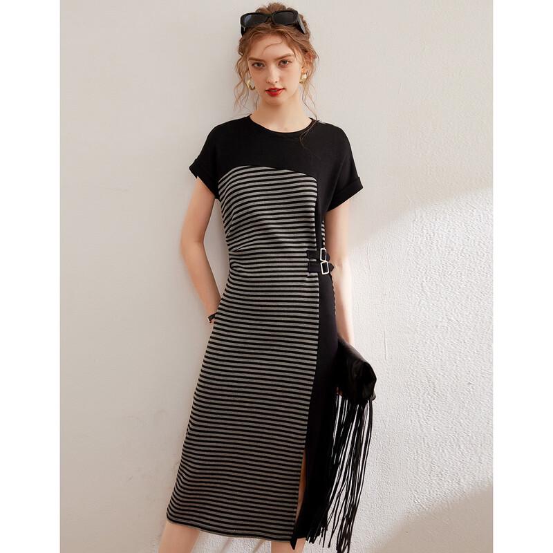 Bailuyu Striped Patchwork A-Line Dress XL