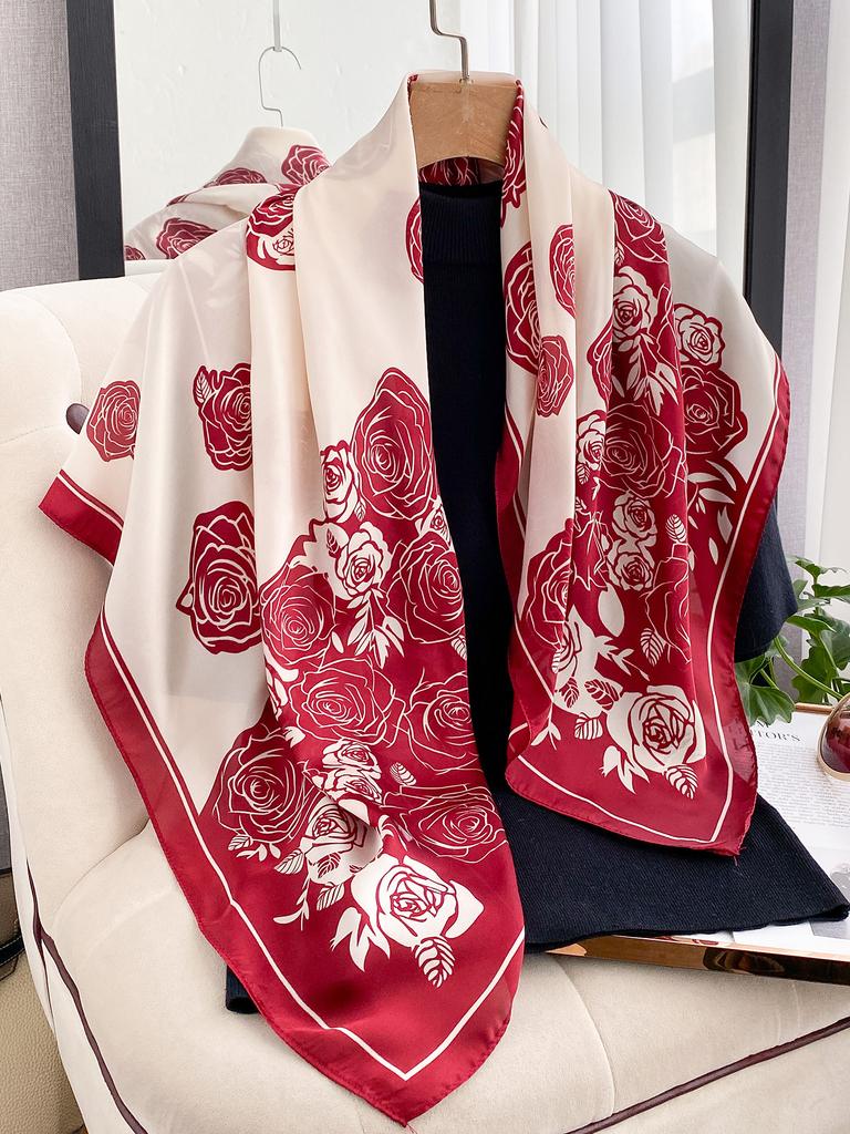 New Silk Square Scarf Women Luxury Floral Print Kerchief Soft Satin Hairband Hands Bag Ribbon Foulard Hijab Neckerchief Headband