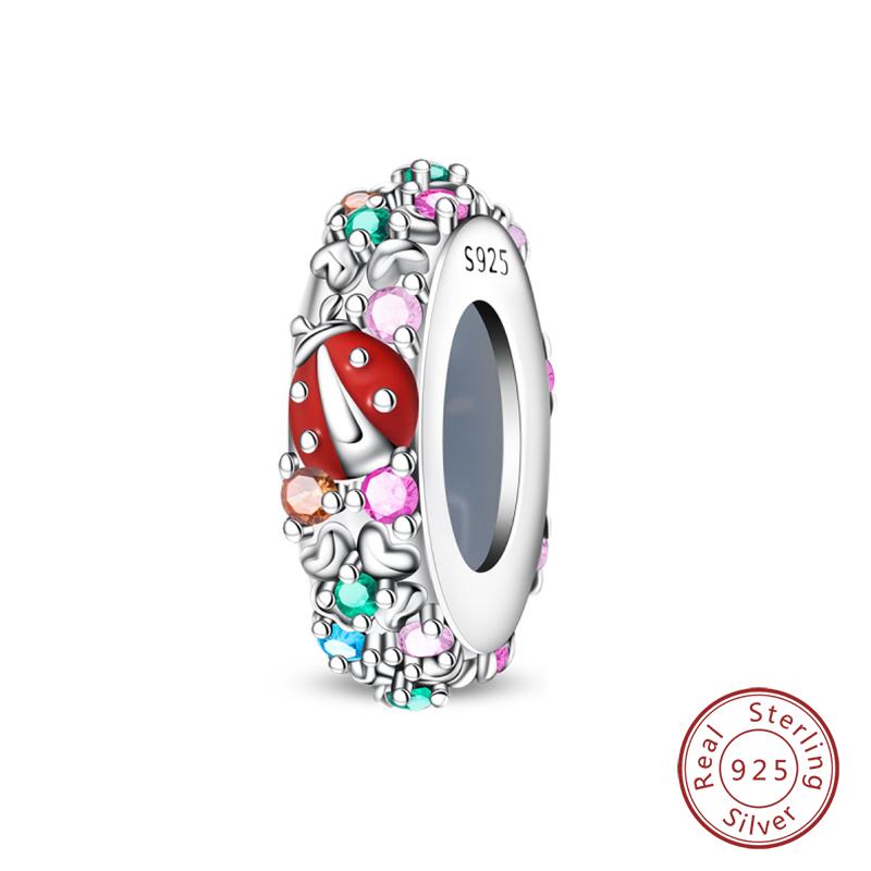 100% 925 Silver Rainbow Zircon Colorful Butterfly Dragon Shaped Silicone Stopper Charms Beads Fit DIY Bracelets Jewelry