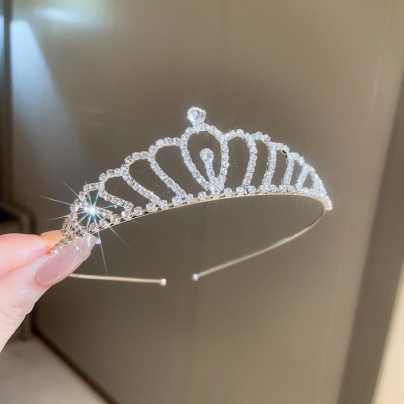 Super flash full diamond princess queen crown headband bride wedding banquet crown light luxury high-end temperament hair accessories woman
