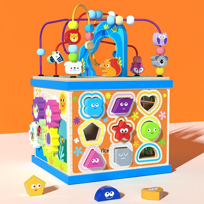 Children's Large Wooden Educational Bead Box: Multifunctional Toy for Early Intelligence Development