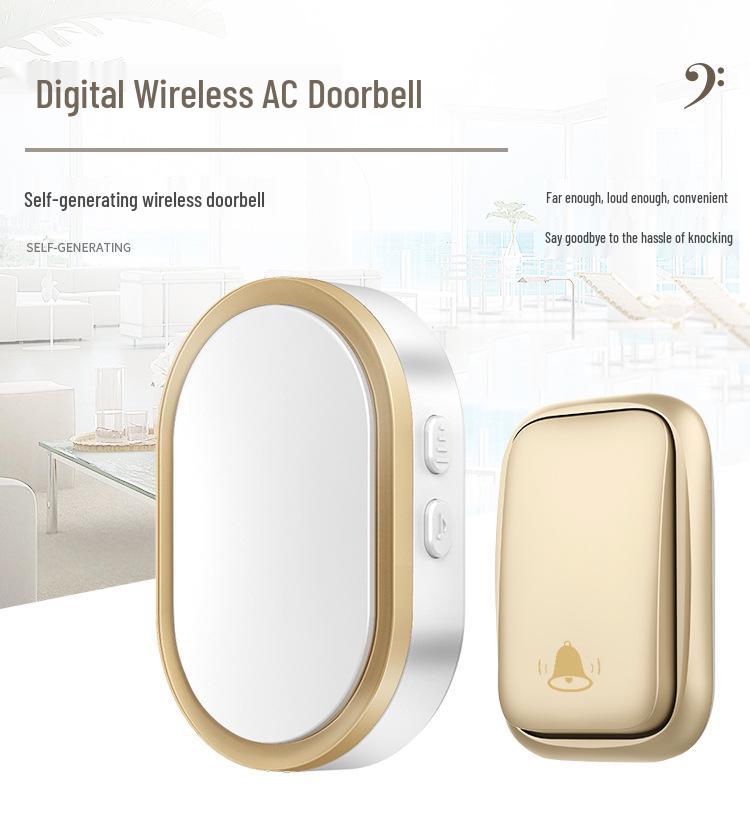 Kajia Si Wireless Smart Doorbell - Battery-Free, Long-Range Notification Button for Home.
