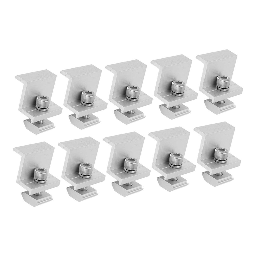 10PCS Solar Mount Z Bracket Aluminum Alloy Pressing Block PV Panel Rail End Grounding Clamps