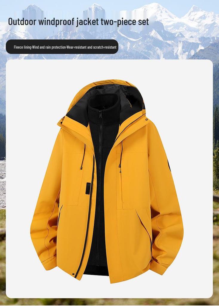 Unisex Winter 3-in-1 Shell Jacket Set for Couples - Mountaineering & Outdoor Workwear