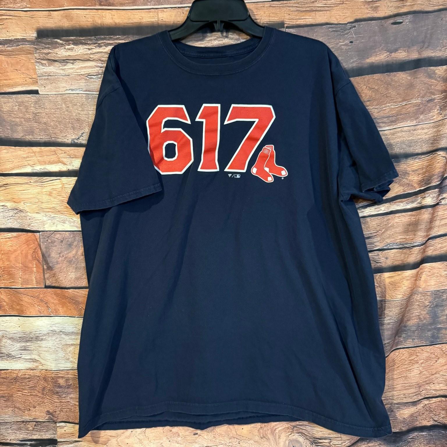 Fanatics Men s Navy Blue 2XL Boston Red Sox 617 Area Code Cotton Unisex T-Shirt S