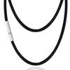Waxed Stainless Accessory [swars] Men's Necklace, Choker, Cord, Chain, String, Steel, Hypoallergenic, (3mm, Black, 45)