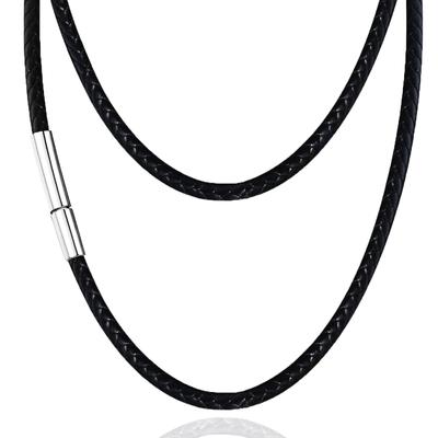 Waxed Stainless Accessory [swars] Men's Necklace, Choker, Cord, Chain, String, Steel, Hypoallergenic, (3mm, Black, 45)