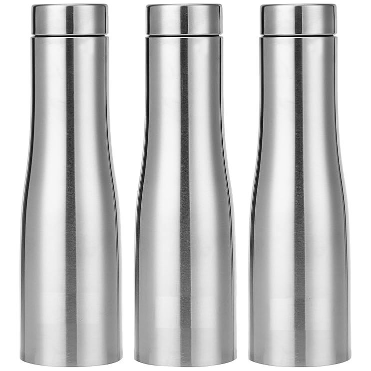 Curved Stainless Steel Water Bottle, Set of 3, 1 litreEach