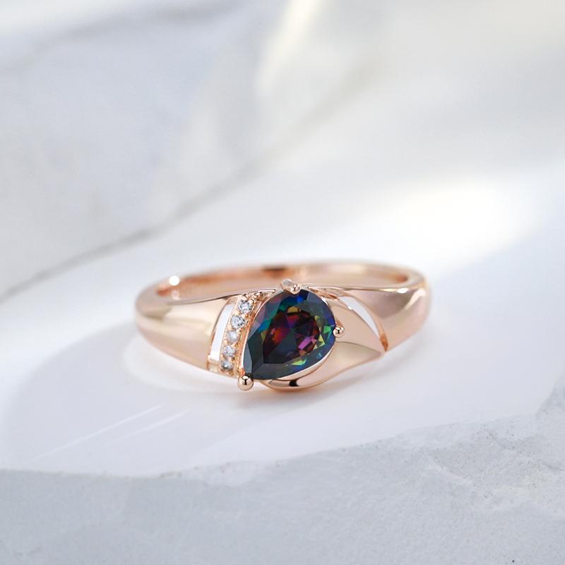 Drop Shape Colorful Zircon Smooth Geometric Rings Women Vintage Personality Jewelry
