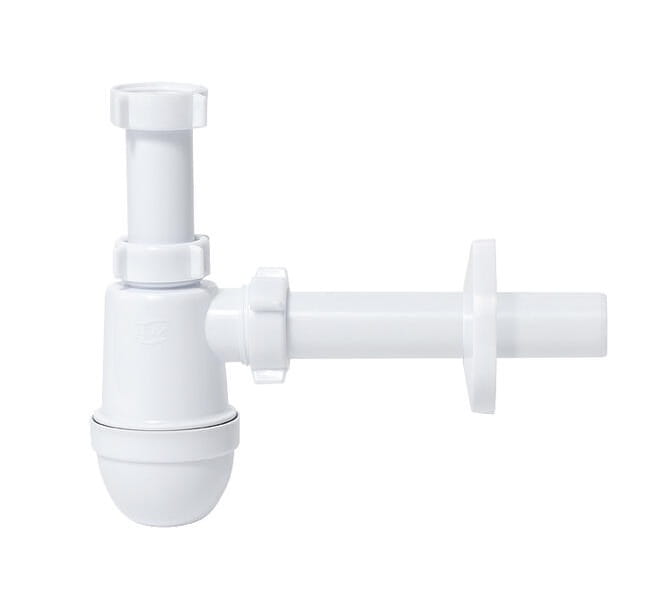 Bottle washbasin half siphon, white, 32 mm