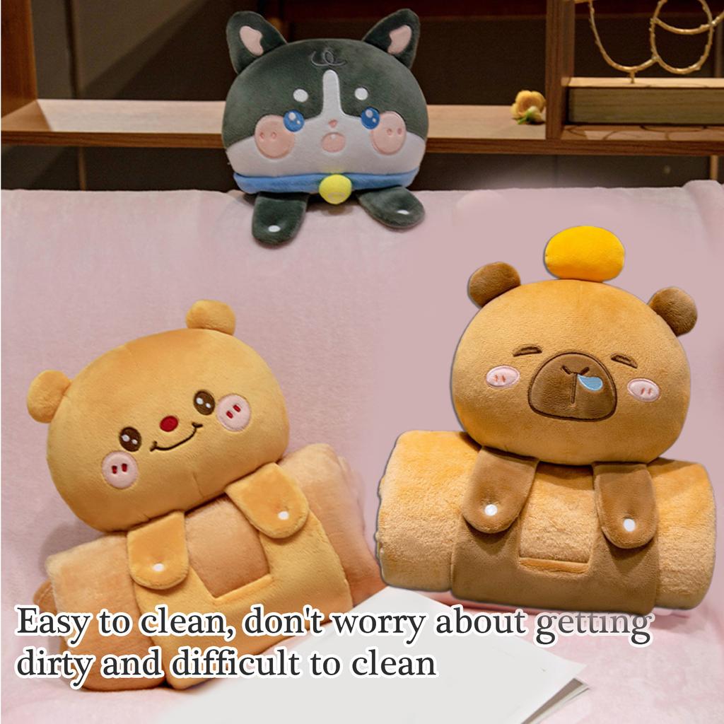 Plush Doll Air Conditioning Blanket Double-Use Pillow Soft Throw Blanket Naping Cushions Blanket Folding Gifts