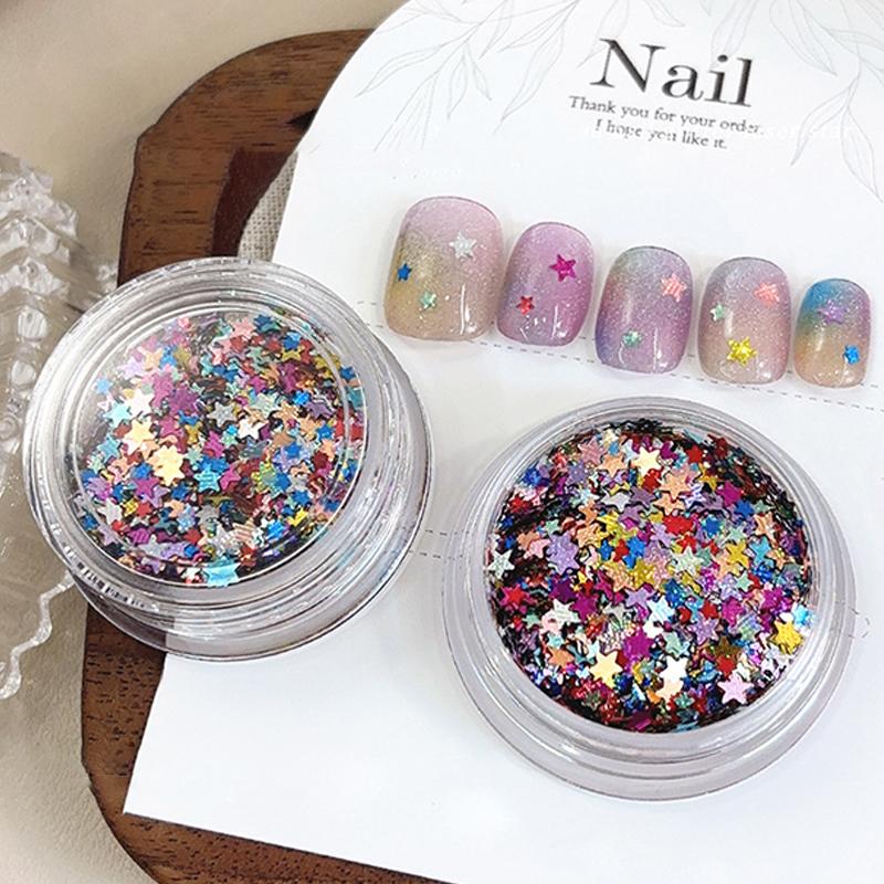 1Box Sparkle Nail Art Glitter Sequins Mixed Star Shaped Nail Sequins Paillette Flakes For Nail Art 3D Decals Accessories