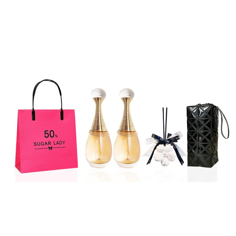 DIOR Perfume Realme EDP 5ml×2 + White Peach Aromatherapy + Ceramic Black Makeup Bag Privilege чёрный