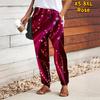 Pantalones de Estampado Abstracto para Mujer con Cordones, Cintura Elástica, Pantalones Holgados, Pantalones Largos Casuales, Pantalones con Bolsillos
